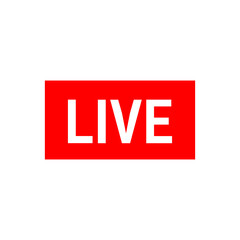 Red live streaming icon on white background