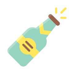 birthday or new born baby related champagne bottle opening vectors in flat style,