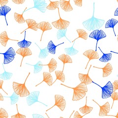 Fototapeta na wymiar Light Blue, Red vector seamless doodle backdrop with leaves. leaves on blurred abstract background with gradient. Pattern for trendy fabric, wallpapers.