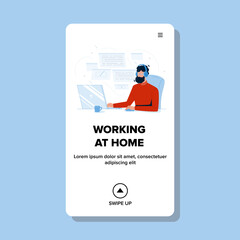 Working Home Freelancer Programmer Designer Vector Illustration