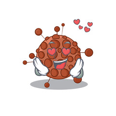 A passionate neisseria cartoon mascot concept has a falling in love eyes