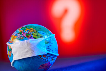  Surgical Face Mask and Globe model. Coronavirus Concept.