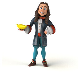 3D Illustration of a cartoon man in historical baroque costume