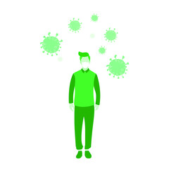 Vector illustration of a standing man wearing a mask.