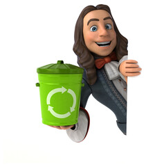 3D Illustration of a cartoon man in historical baroque costume