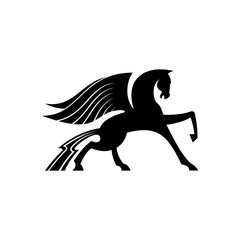 Fototapeta na wymiar Mythical pegasus isolated winged horse. Vector heraldic animal, heraldry emblem, flying stallion