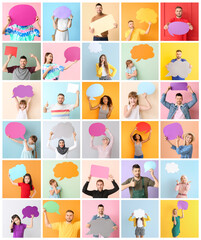 Different people with blank speech bubbles