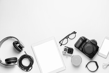 Fototapeta na wymiar Different modern devices on white background