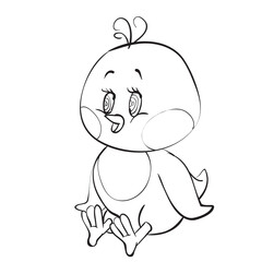 sketch of a cute chicken, cartoon illustration, isolated object on a white background, vector illustration,