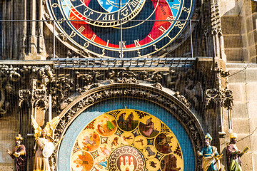 Fototapeta na wymiar The Prague Astronomical Clock, or Prague Orloj, is a medieval astronomical clock located in Prague, the capital of the Czech Republic. The clock was first installed in 1410, making it the third-oldest