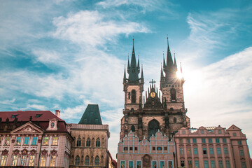 Fototapeta premium Scenic view of historical center Prague, Charles bridge, and buildings of the old town, Prague. is the capital and largest city in the Czech Republic, the 13th largest city in the European Union.