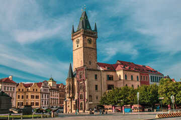 Obraz premium Scenic view of historical center Prague, Charles bridge, and buildings of the old town, Prague. is the capital and largest city in the Czech Republic, the 13th largest city in the European Union.