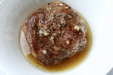 Baked Pork Neck in bowl