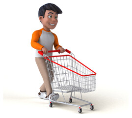 Fun 3D cartoon Asian teenager .