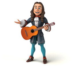 3D Illustration of a cartoon man in historical baroque costume