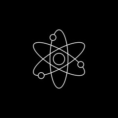 Atom icon, black science fiction atom icon
