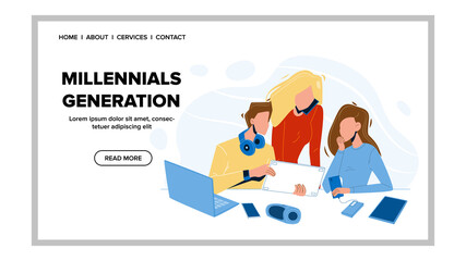 Millennial Generation Using Modern Gadgets Vector Illustration