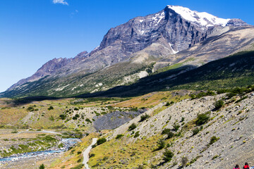 Panorama of Chilean Torres del Paine National Park in Patagonia, Chile