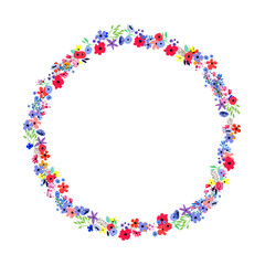 Floral Frame. Flowers arranged un a shape of the wreath for invitations and cards