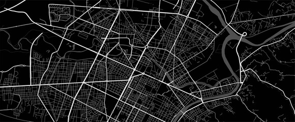 Urban city map of Turin. Vector poster. Grayscale street map.