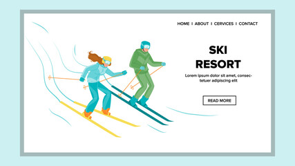 Ski Resort Extreme Sport Seasonal Vacation Vector