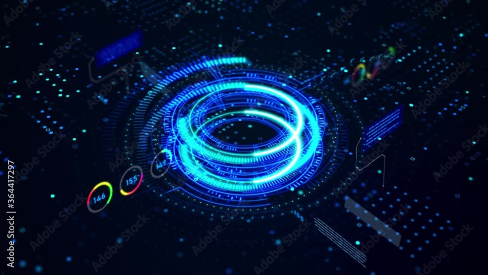 Poster 3d rendering hologram and hud head up display interface element, for cyber and futuristic concept wi