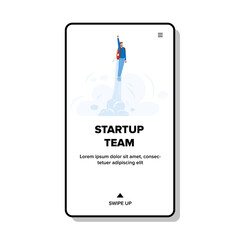 Startup Team Business Fly Man With Jet Pack Vector