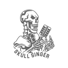 Skull and Microphones jazz singer vector illustration 