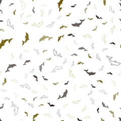 Dark Green, Yellow vector seamless pattern with sea dolphins. Decorative design in natural style with sea dolphins. Natural design for wallpapers.