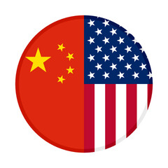 round icon with china and united states of america flags. vector illustration isolated on white background