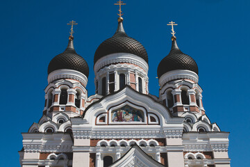 Fototapeta premium The Alexander Nevsky Cathedral (Aleksander Nevski cathedral) is an orthodox cathedral. It was built in a typical Russian Revival style between 1894 and 1900 in Tallinn, Estonia