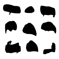 Collection of black paint stains on a white background