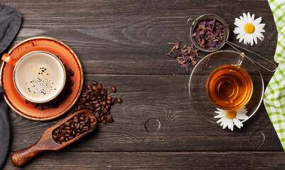Herbal tea and espresso coffee