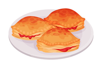 Baked Puff Paste with Sweet Filling as Cuban Dessert Vector Illustration