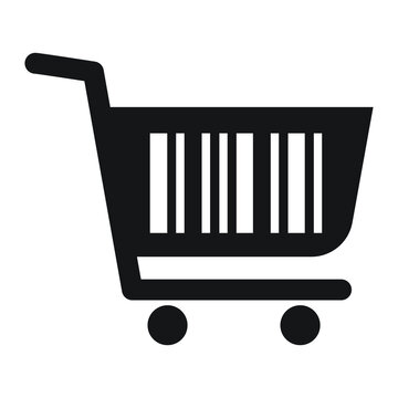 Cart and bar code logo, Cart logo, bar code logo, E-commerce Logo