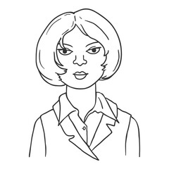 Vector Outline Character - Young Woman with Short Hair.