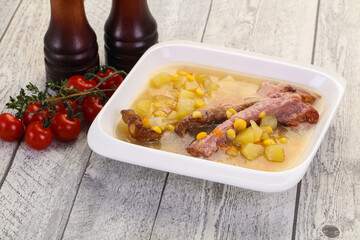 Peas soup with ribs