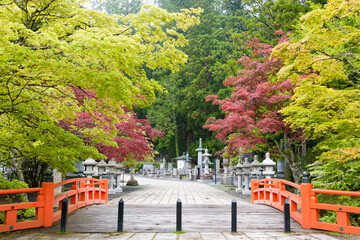 Okunoin Cemetery in Koya, Wakayama, Japan. Mount Koya is UNESCO World Heritage Site- Sacred Sites and Pilgrimage Routes in the Kii Mountain Range.