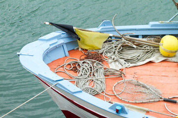 Boat details from Livorno harbor at the sea in Livorno Italy