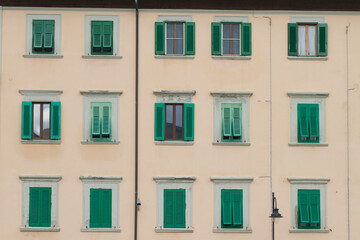 Fototapeta na wymiar Houses in Livorno on the Ligurian Sea on the western coast of Tuscany, Italy