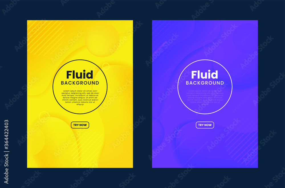 Poster set of vertical a4 abstract fluid 3d background with liquid modern shapes . isolated vector elements