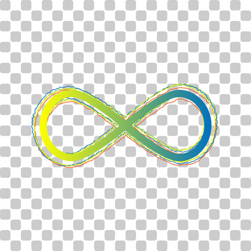 Limitless symbol illustration. Blue to green gradient Icon with Four Roughen Contours on stylish transparent Background. Illustration.
