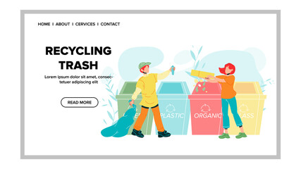 Recycling Trash Rubbish Throw Boy And Girl Vector