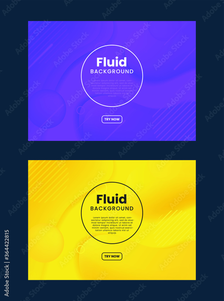 Poster set of horizontal a4 abstract fluid 3d background with liquid modern shapes . isolated vector elemen