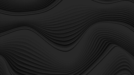 Black liquid abstract 3d refracted waves background