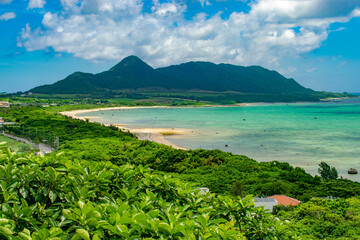 Fototapeta na wymiar Ishigagi island from the Tamatorizaki Observation Platform, Okinawa, Japan