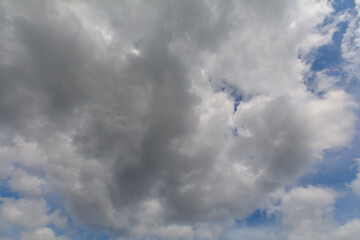 Gray, thunderclouds in the sky.