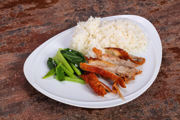 Rice with roasted duck breast
