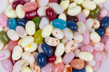 Top view of the varicolored jelly beans