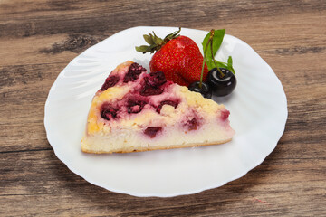 Cheesecake with cherry served strawberry